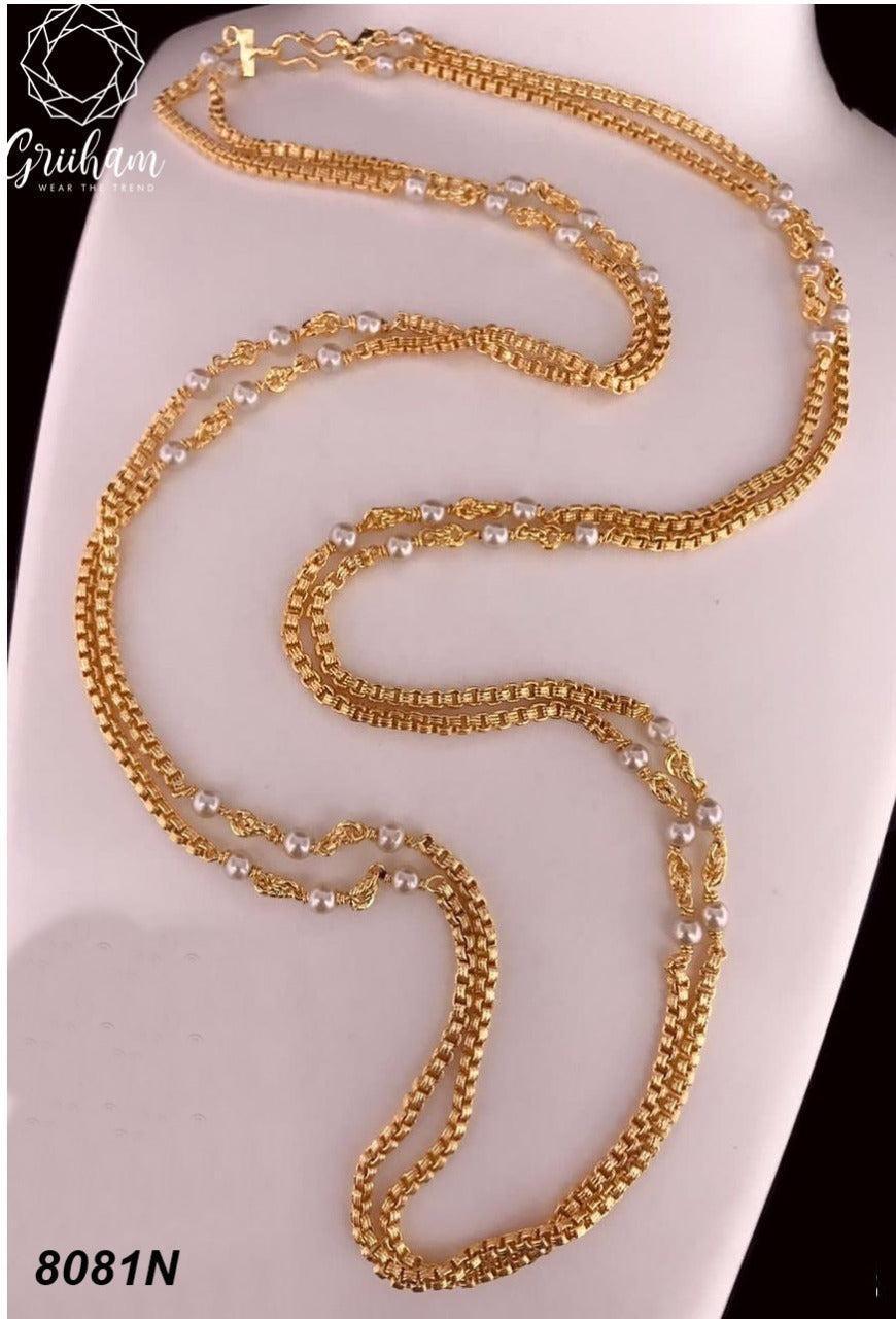 1 gm Microgold plating Black bead Mangalya chain 30 inches 8081N-Mangalsutra-Griiham-Griiham