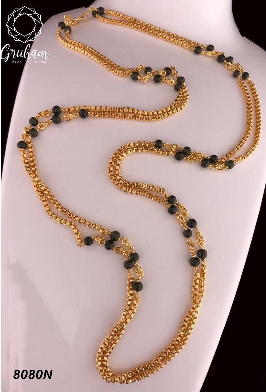 1 gm Microgold plating Green bead Mangalya chain 30 inches 8080N-Mangalsutra-Griiham-Griiham