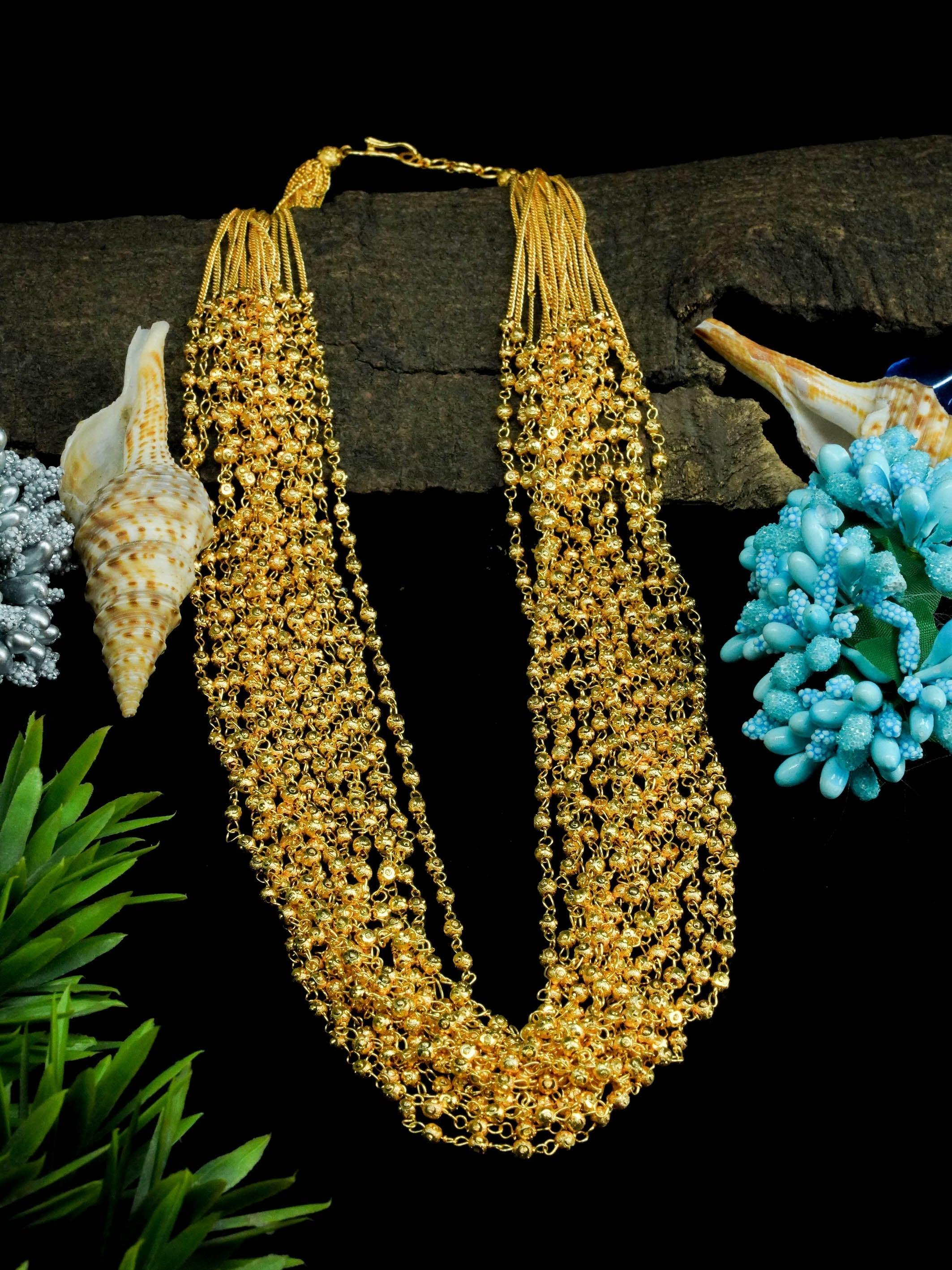 1 gm Microgold plating golden bead Managalsutram Mangalya chain 28 centi meter 8604N - Griiham