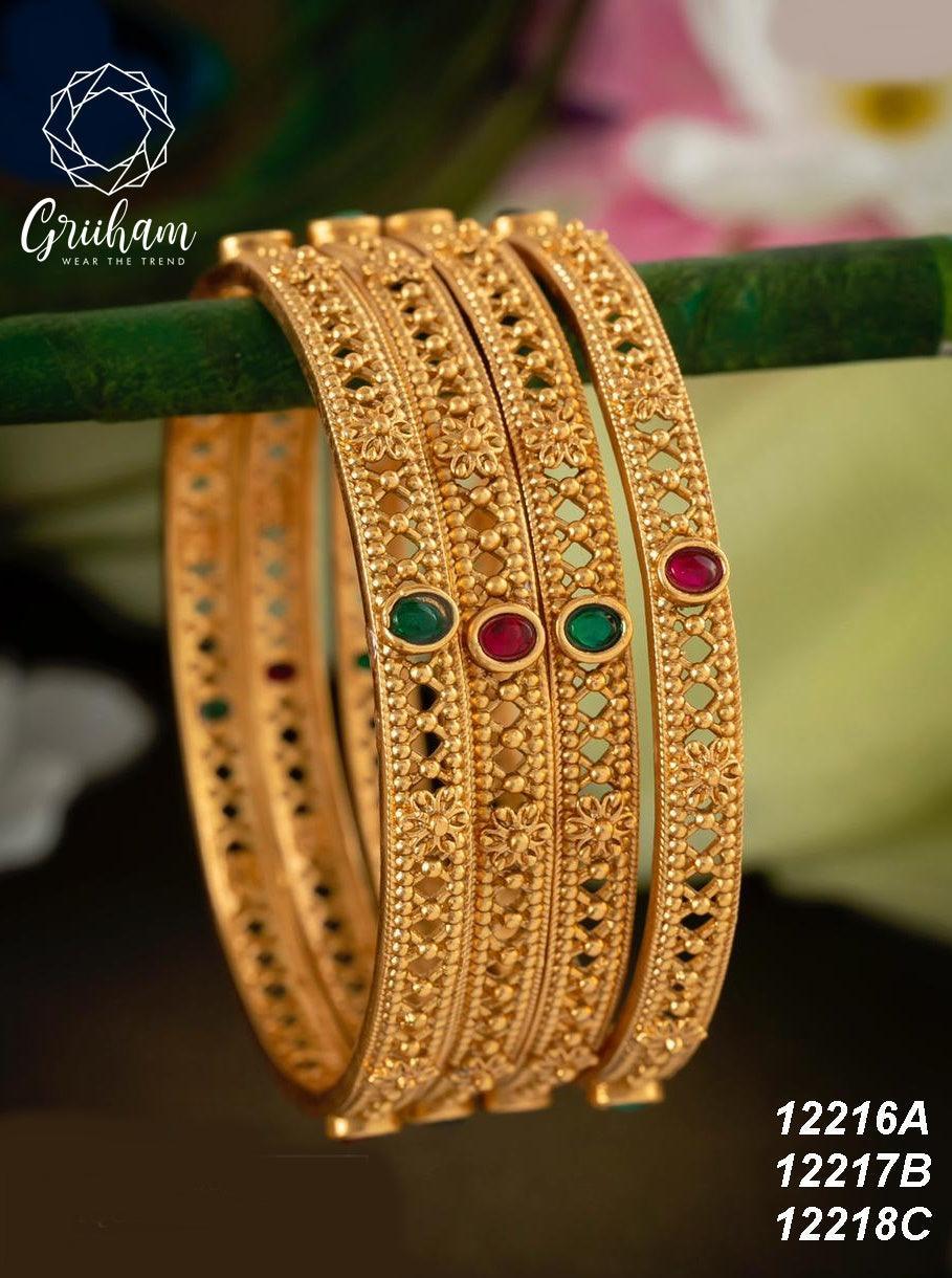 1 gm gold plating Laxmi mutlicolor set of 4 bangles 12216A - Griiham