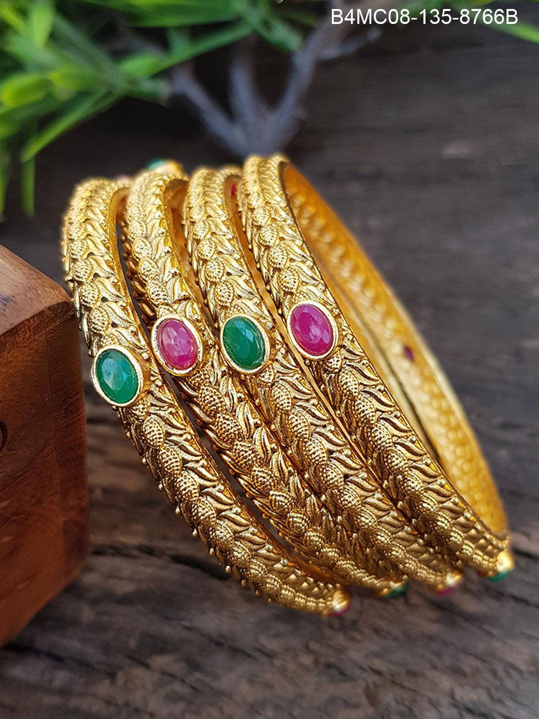 1 gm gold plating Laxmi mutlicolor set of 4 bangles 8767C - Griiham