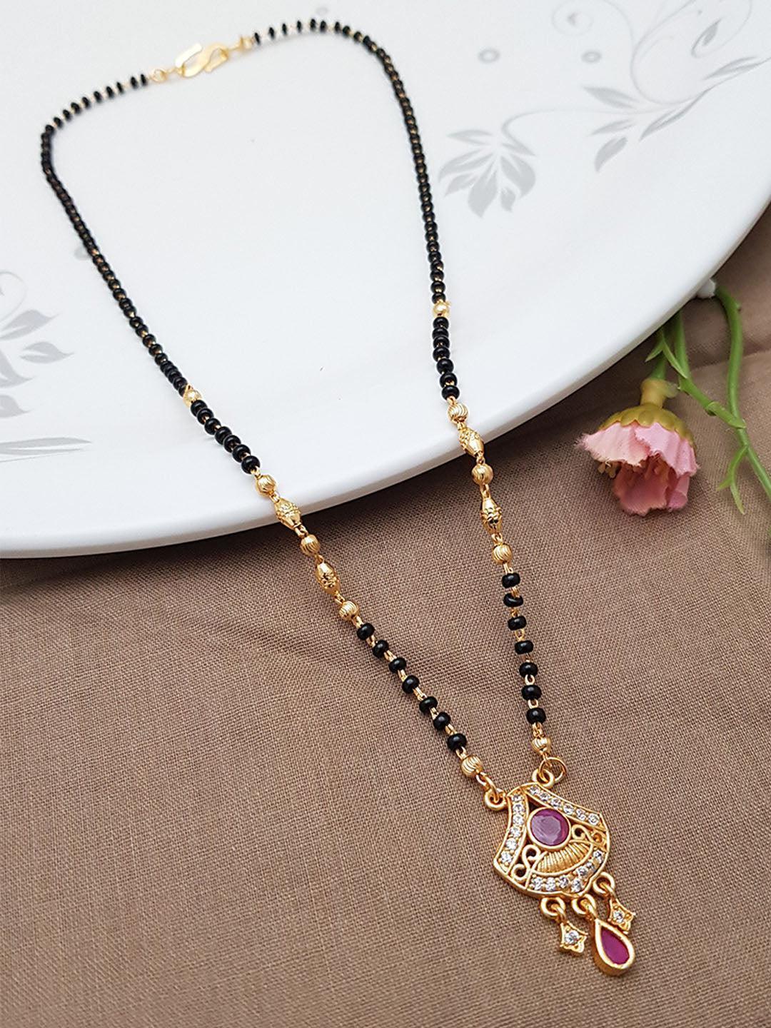 1 gm microgold plating Black bead Managalsutram Mangalya chain 21 inches 7435N