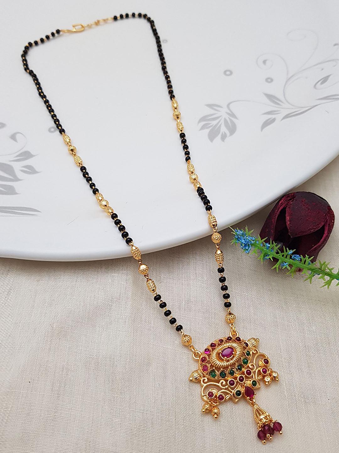 1 gm microgold plating Black bead Managalsutram Mangalya chain 21 inches 7441N