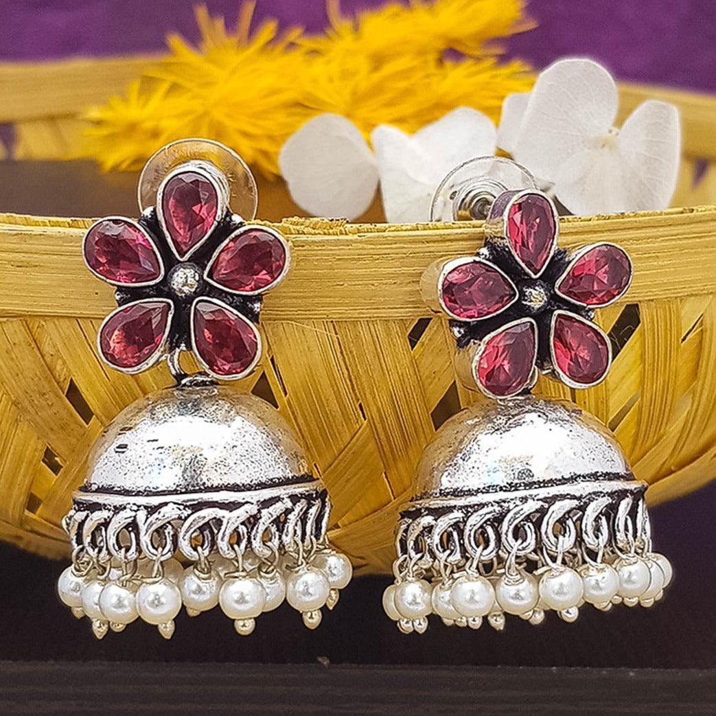 Silver Plated oxidised Earrings Jhumka