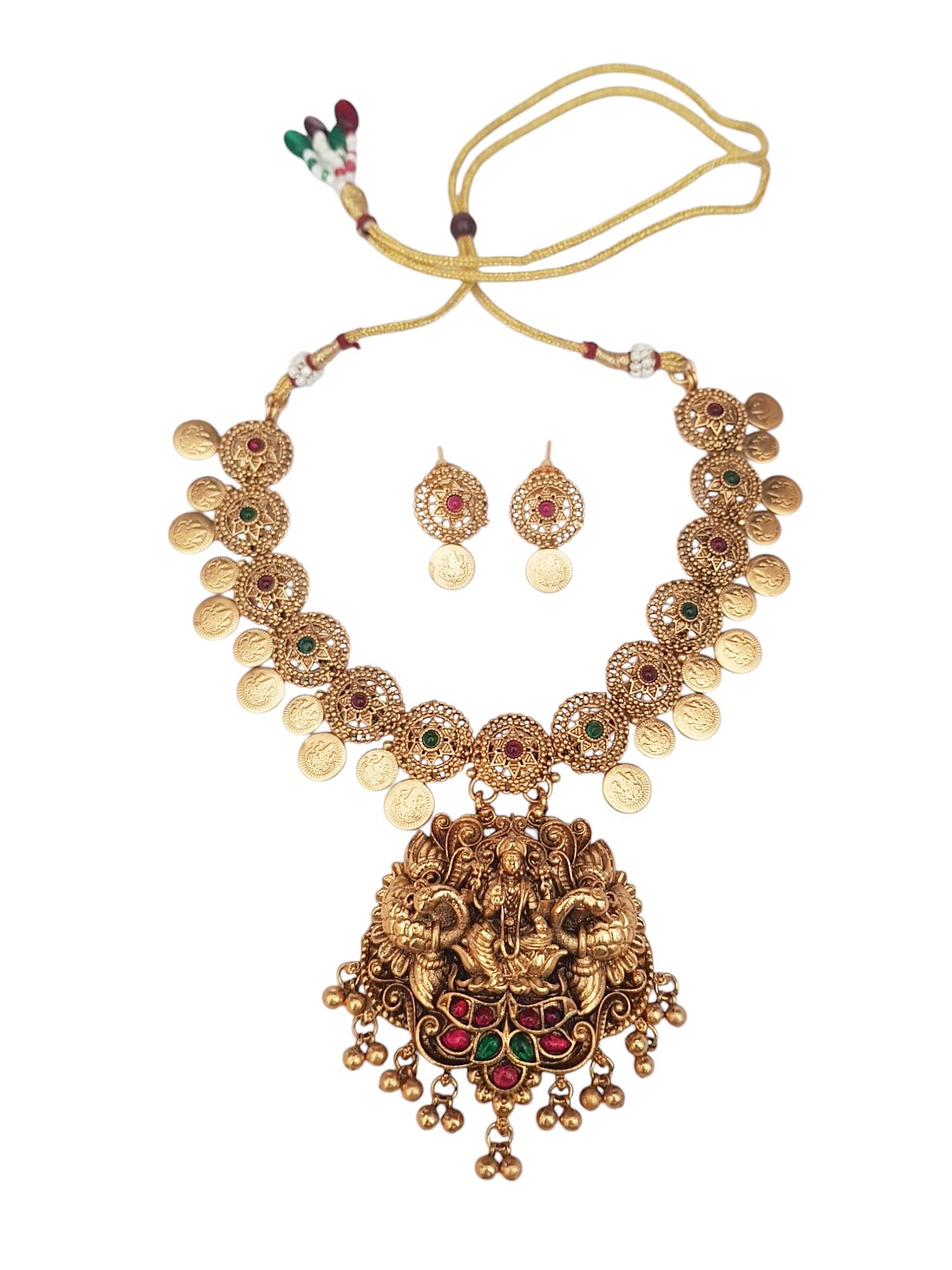 Gold Plated Cute Laxmi Coin Necklace Set