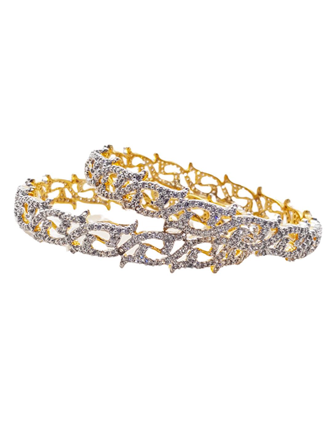 Gold Plated Studded Set of 2 AD bangles