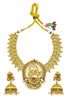 Gold Plated Temple Necklace Set with Multi Color Stones