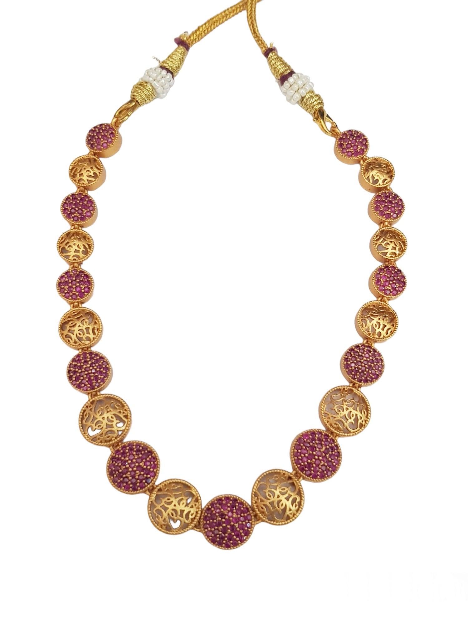 Gold Plated Premium Finish Necklace Set withcz stone