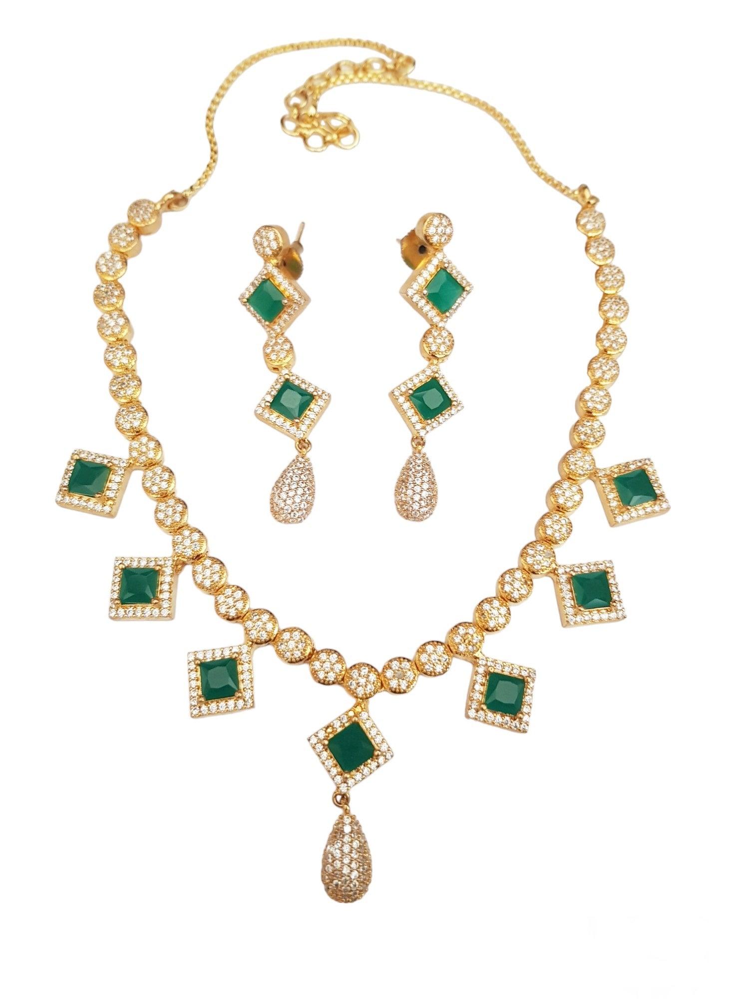 Premium Gold Plated Sayara Collection CZ Necklace set