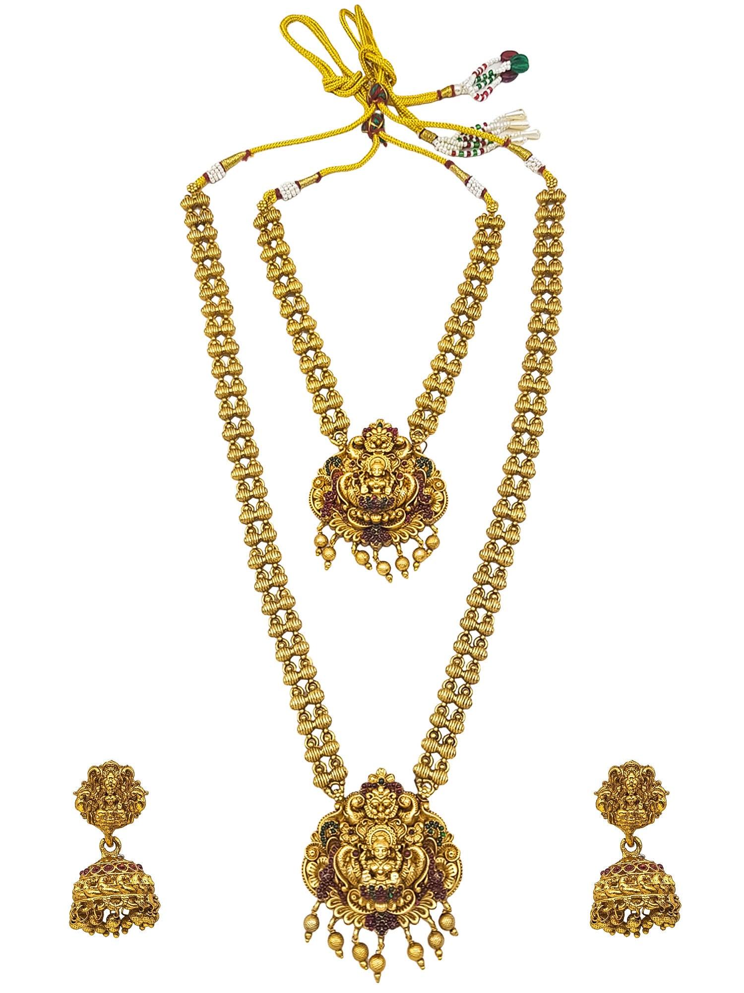 Antique Premium Gold finish Laxmi necklace Combo set