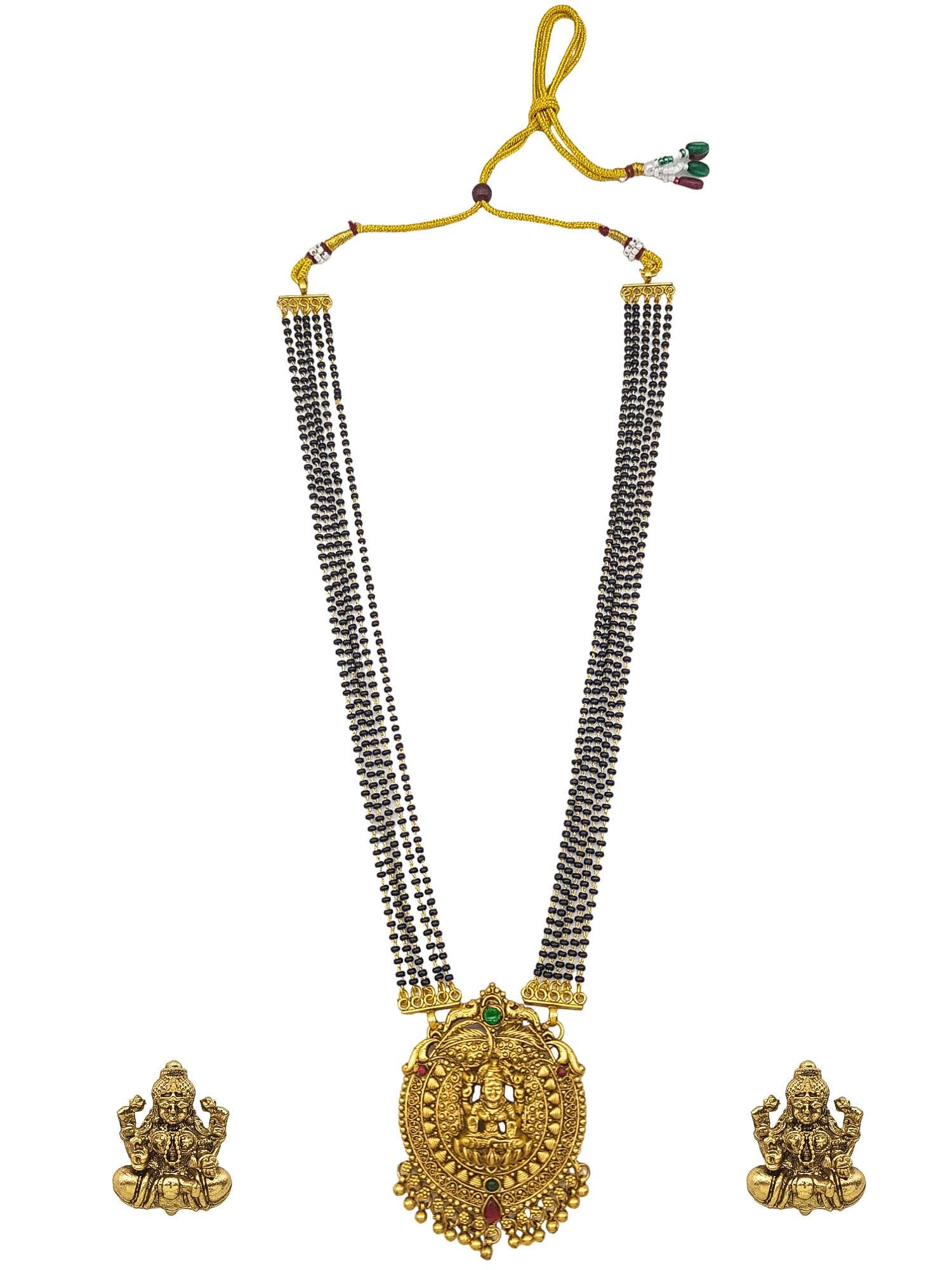 Gold Plated Classic Pendant design with Black crystal mala