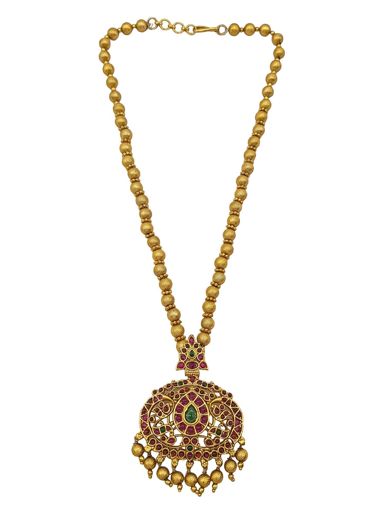 Gold Plated Long Temple design Necklace Set