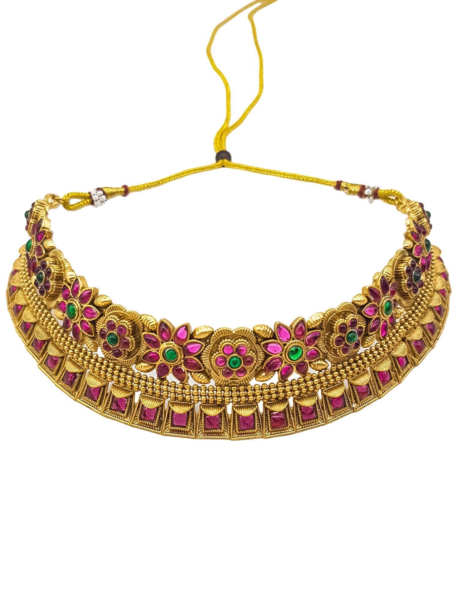 Gold Plated Choker Necklace Set multicolor