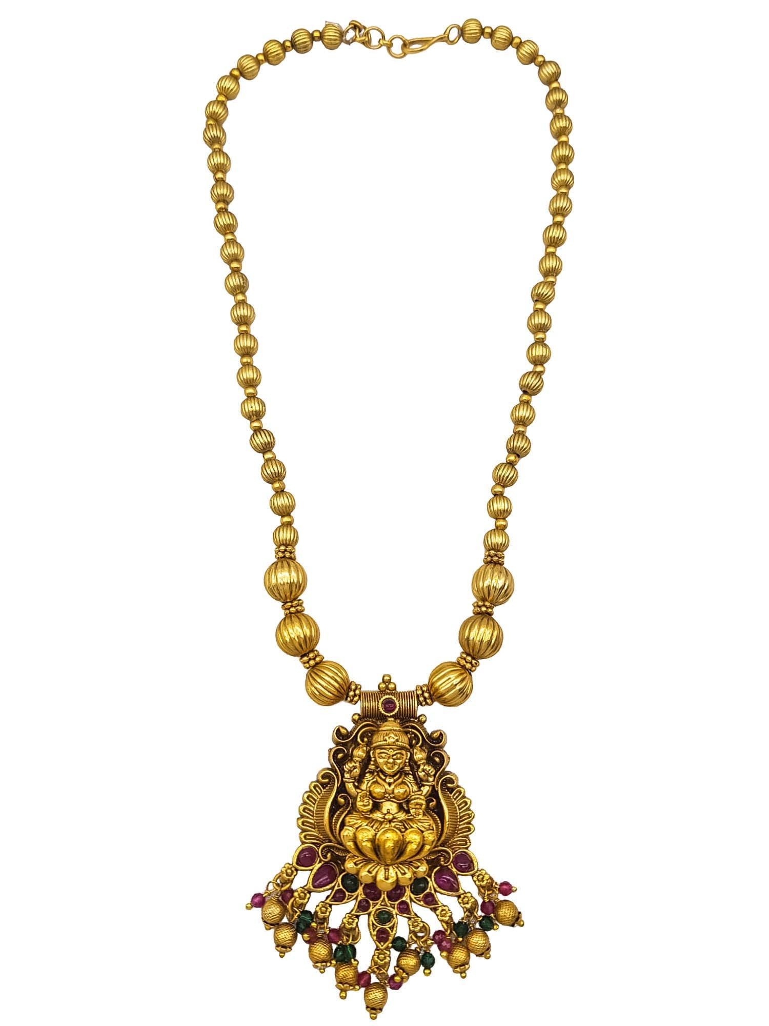 Gold Plated Long Temple design Necklace Set