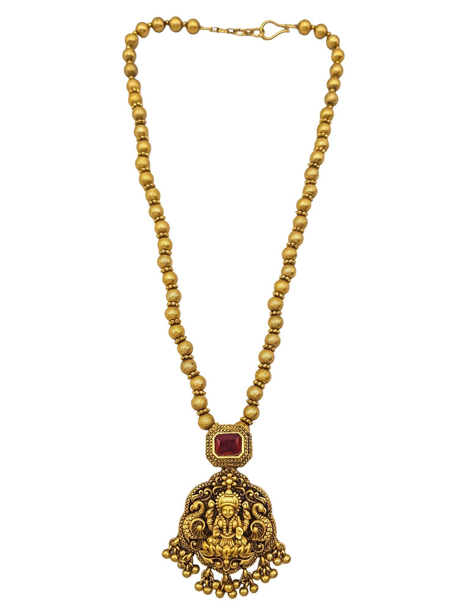 Gold Plated Long Temple design Necklace Set