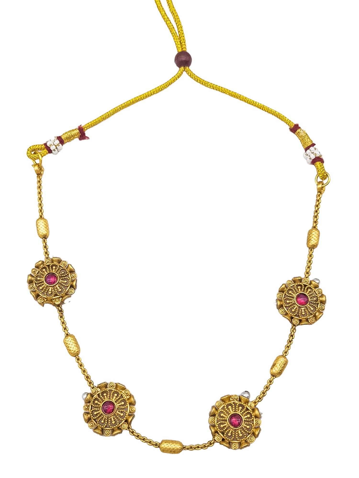 Gold Plated Choker Necklace Set Ruby