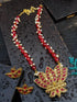 Gold Plated Lotus design Reversible Necklace Set with Stone Mala