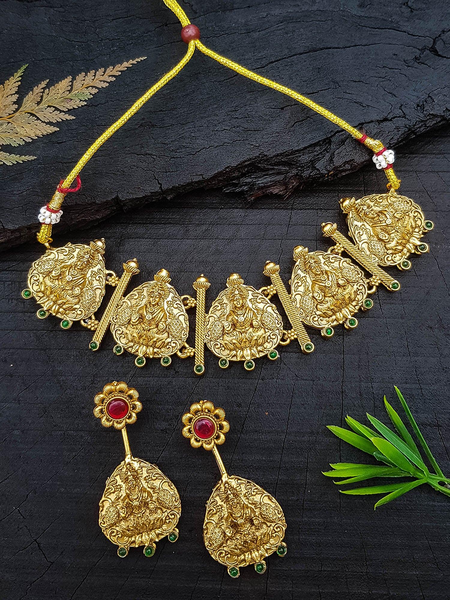 Gold Plated Reversible Short Necklace Set