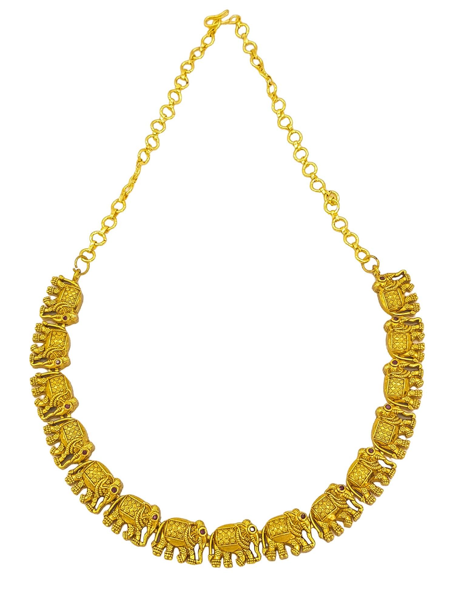 Gold Plated short elephant motif  Necklace Set