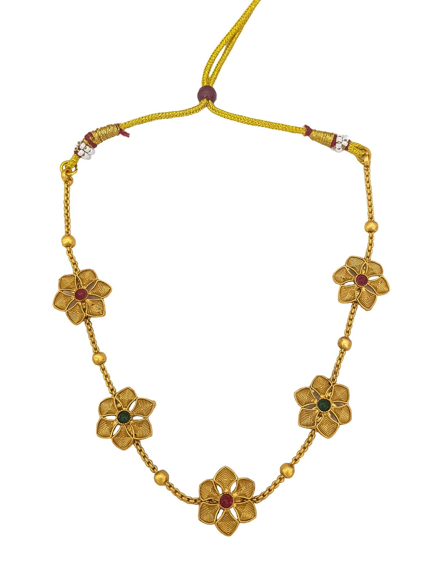 Gold Plated short floral Necklace Set