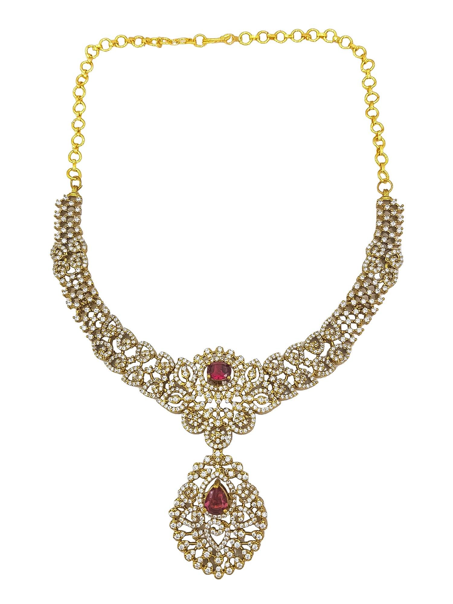 Premium Quality Short necklace set with interchangeable cz stones Stones