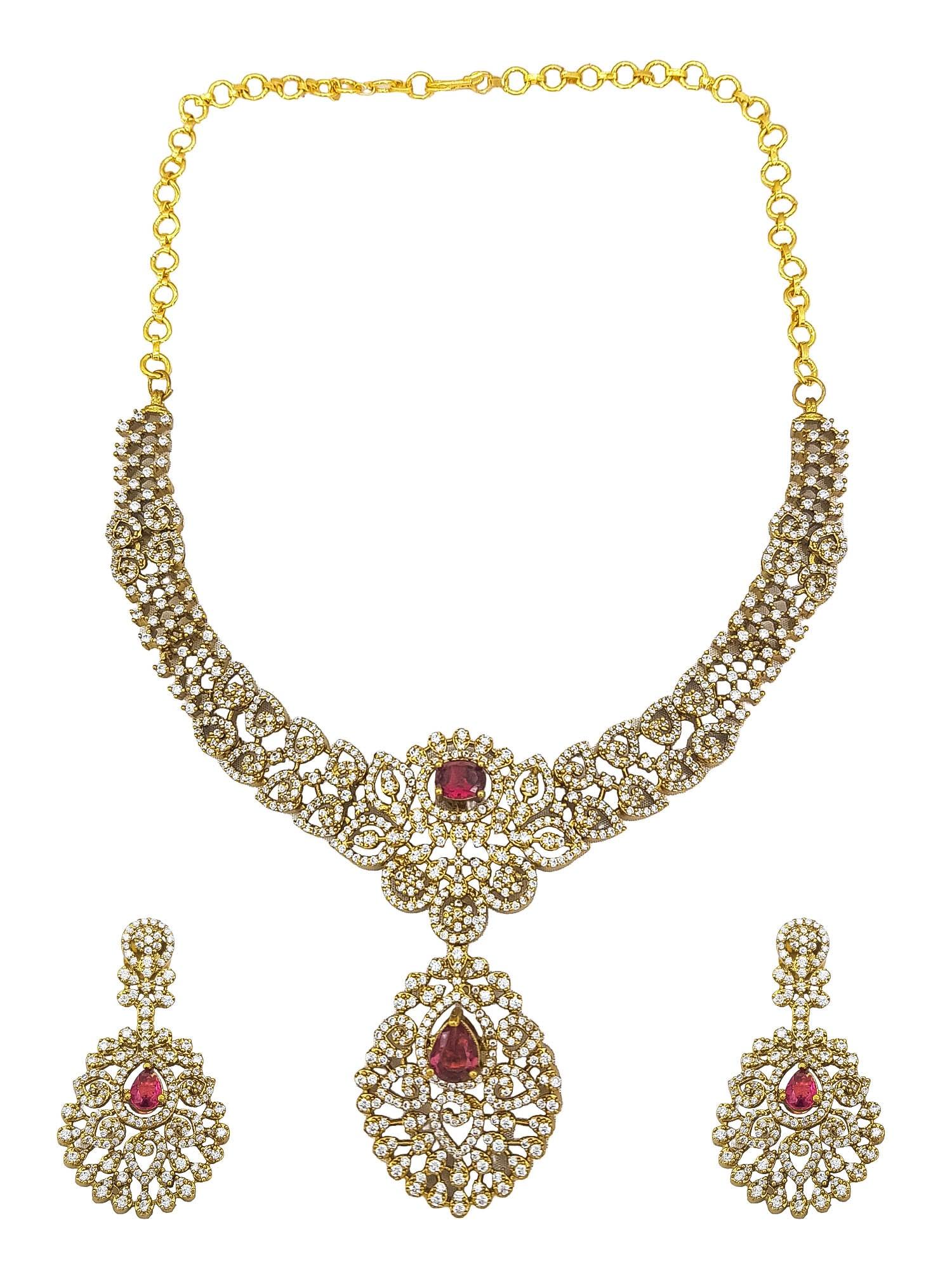 Premium Quality Short necklace set with interchangeable cz stones Stones