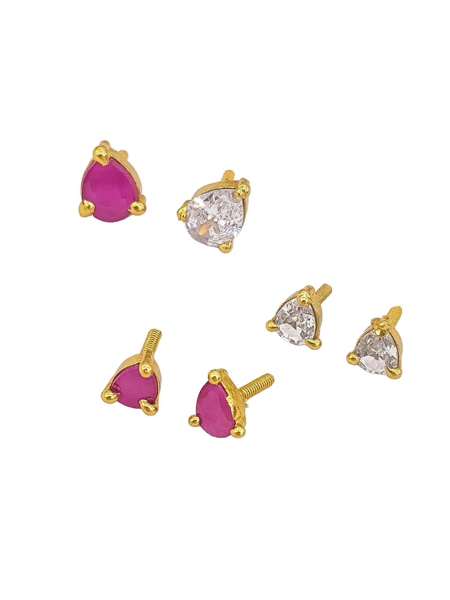 Gold Plated Drop CZ Necklace Set with 4 interchangeable stones