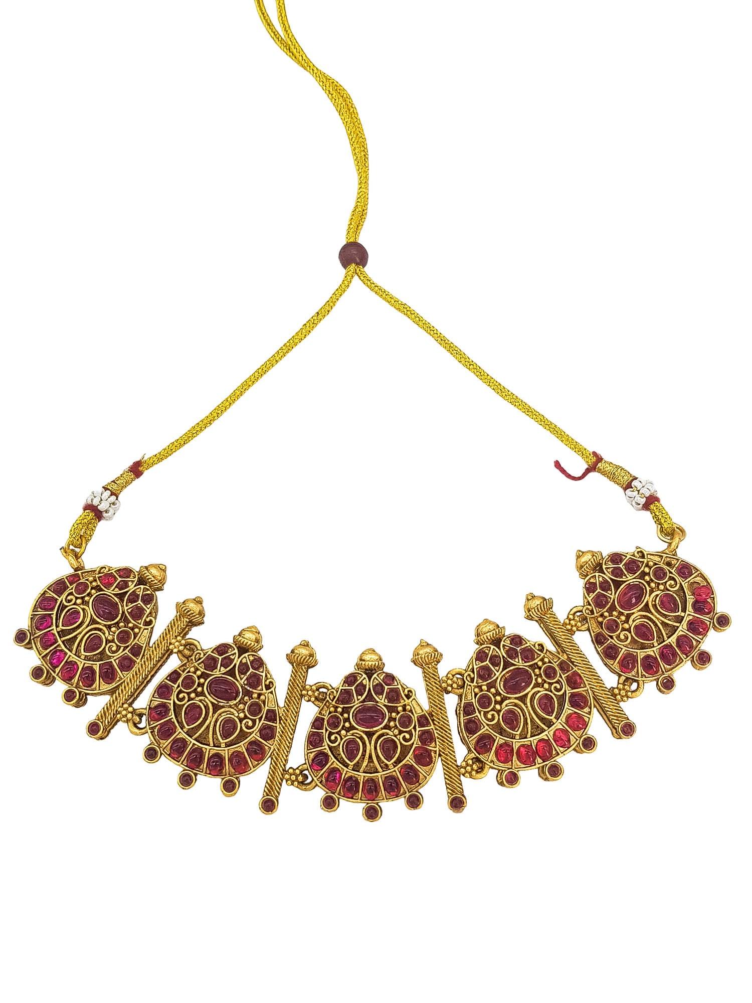 Gold Plated Reversible Short Necklace Set