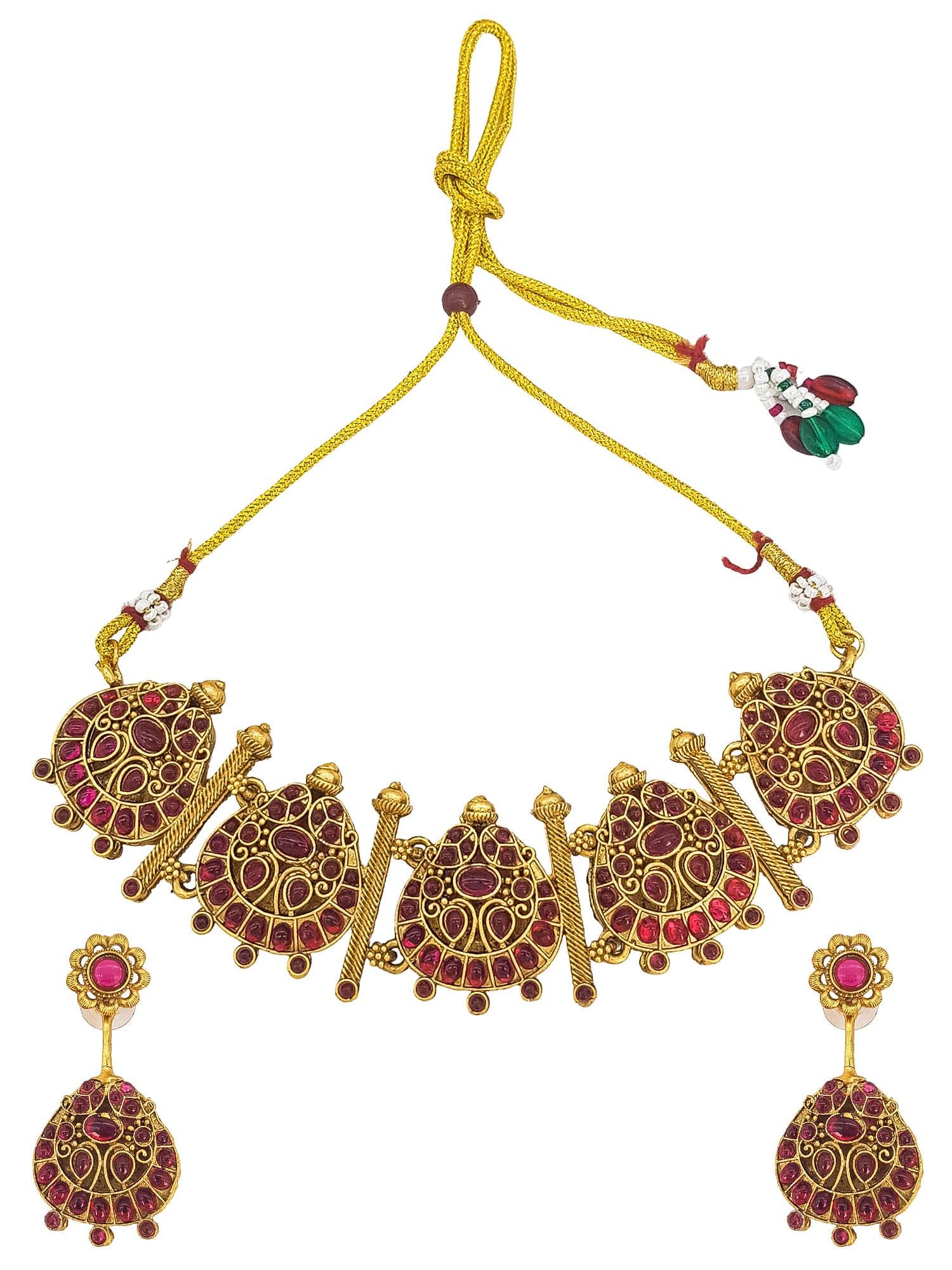 Gold Plated Reversible Short Necklace Set