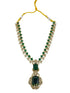 Victorian polish Ambani inspired emerald necklace set chain with Monalisa stone