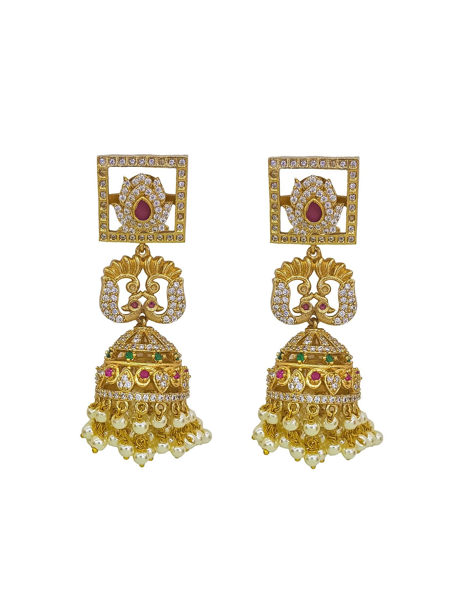 Gold plated Premium Interchangeable Zercon Jhumka Earrings