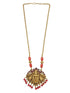 Gold Plated In Coral Beads Long Necklace Set