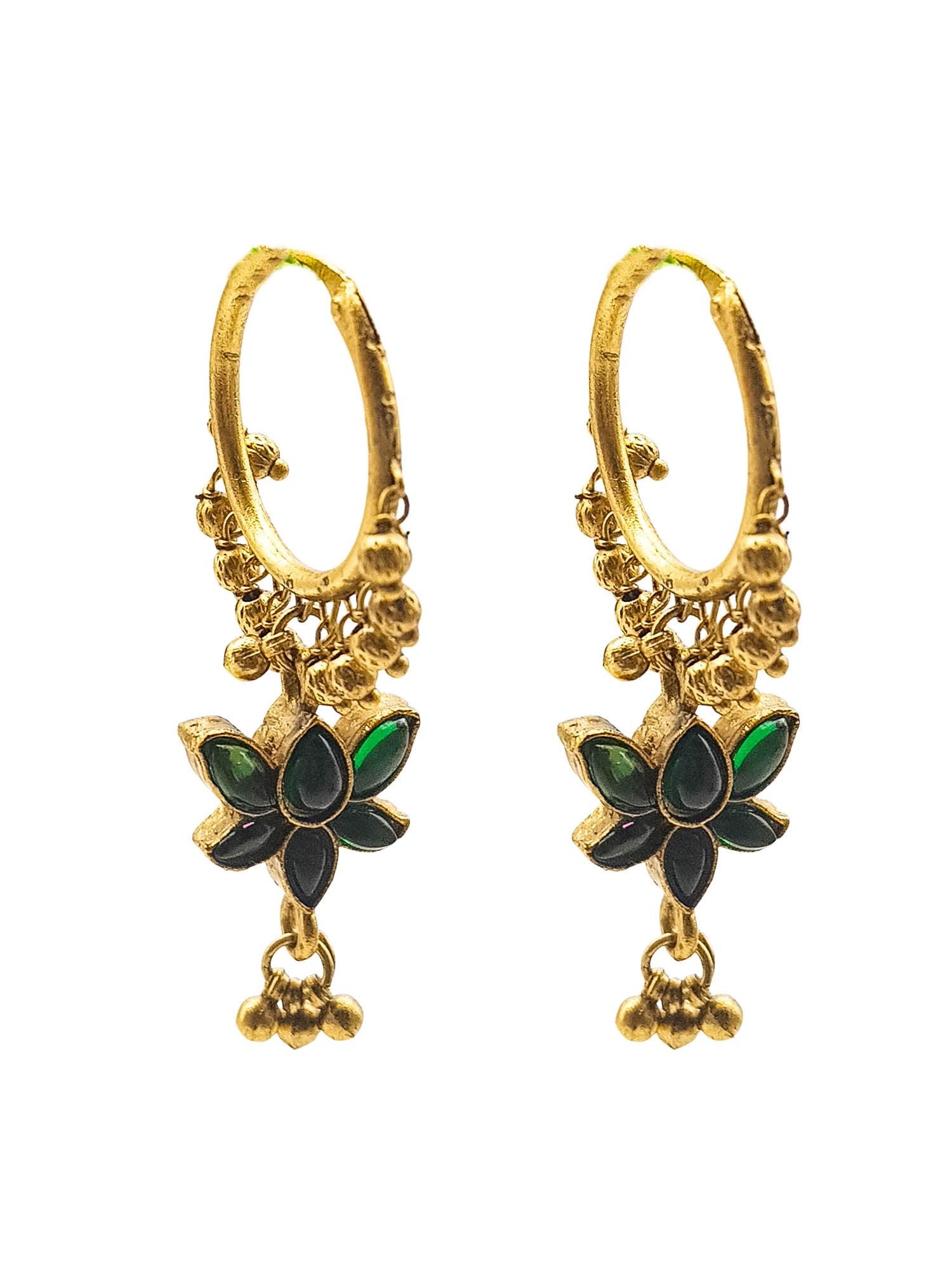 Gold Plated Stones Jhumki earrings with reversible style