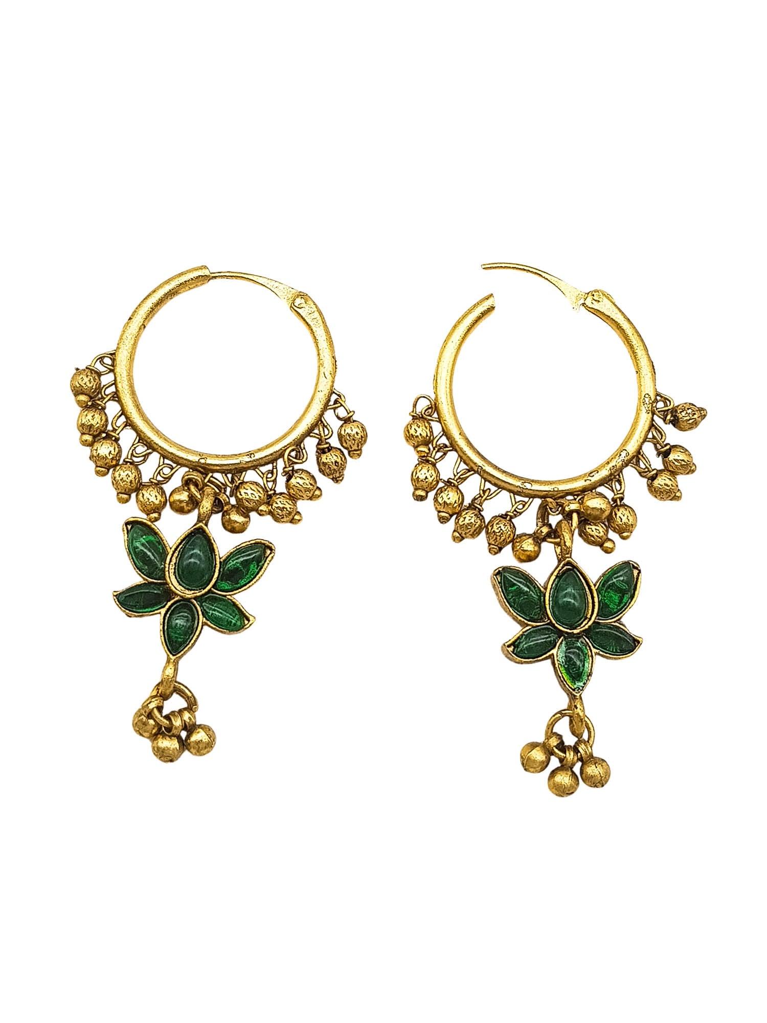 Gold Plated Stones Jhumki earrings with reversible style