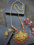 Gold Plated In Coral Beads Long Necklace Set