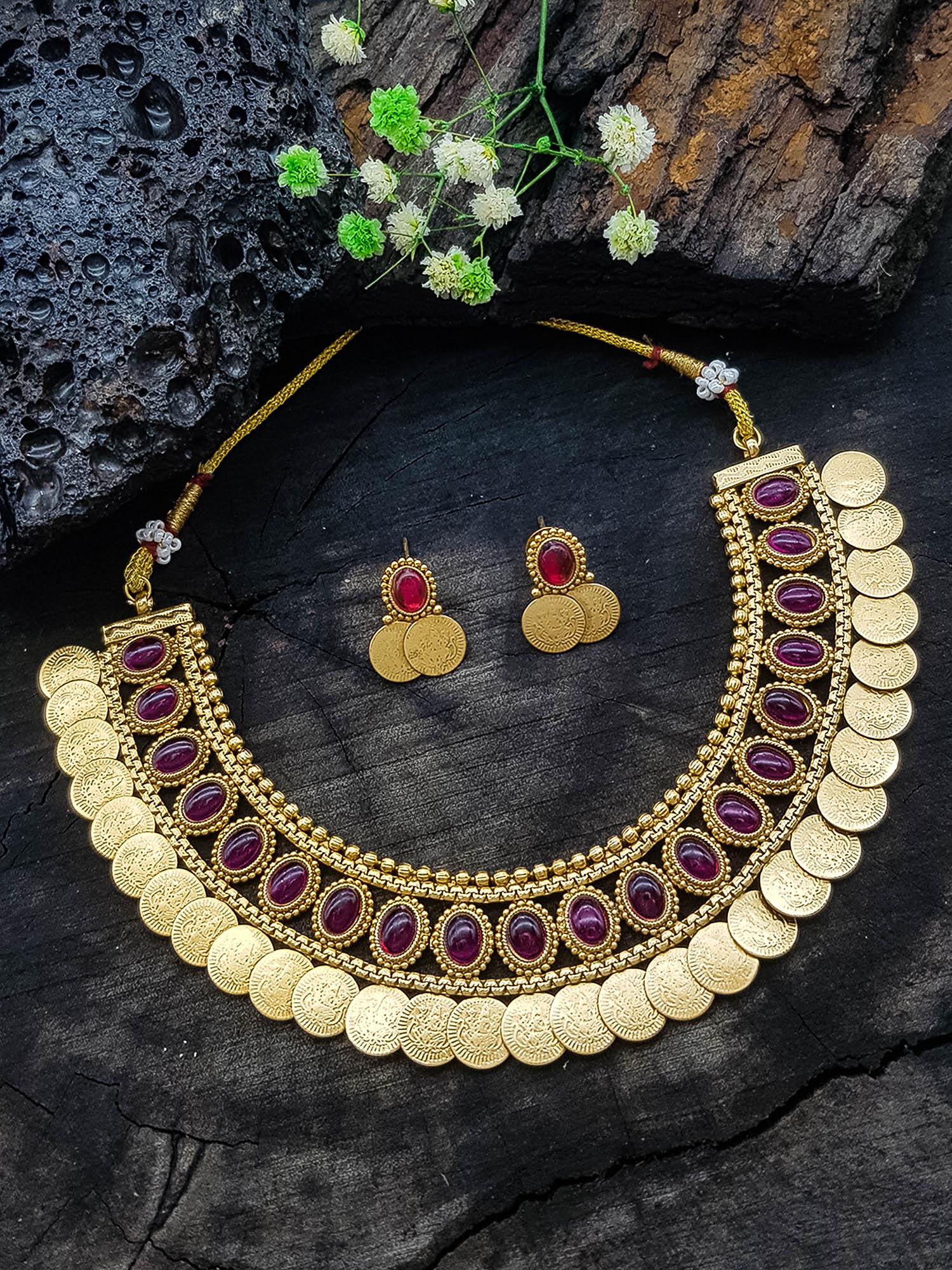 Premium Gold Finish Layered Coin Laxmi Necklace set