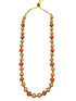 Gold Plated In Coral Beads Long Necklace Set