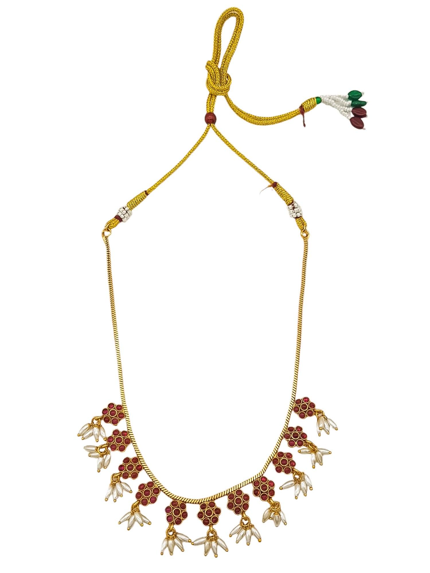 Gold Plated Floral Delicate Necklace set with pearls