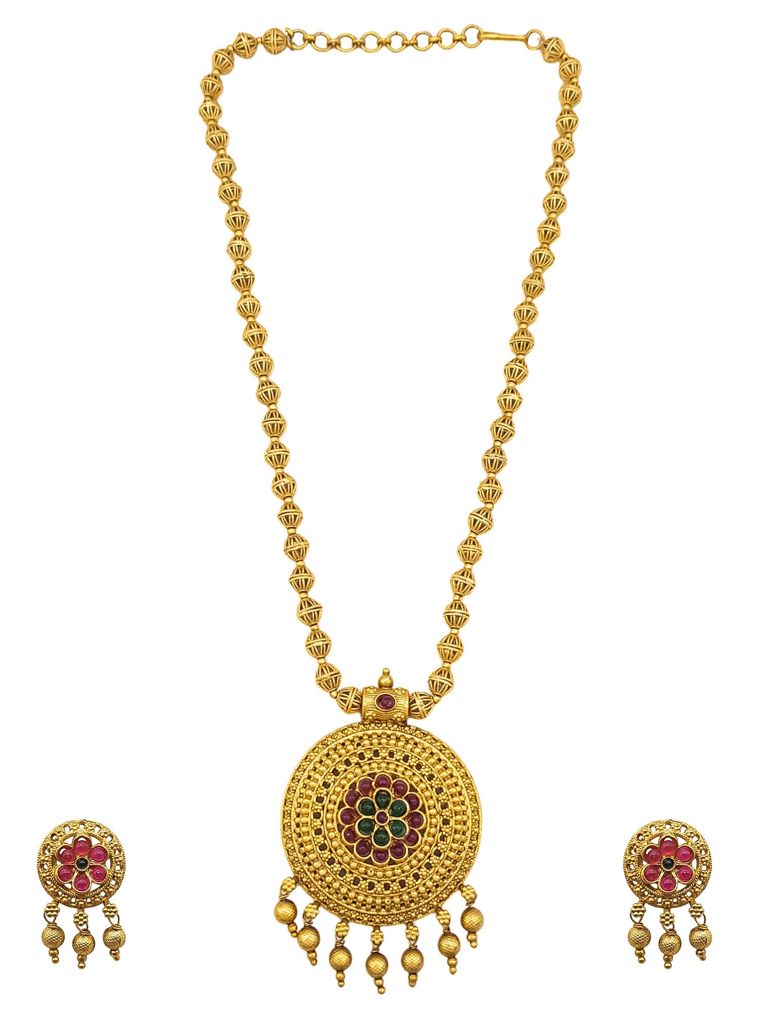 Premium Gold Plated Ball Design Pendant Set