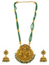 Premium Gold Plated Long Necklace Set In Green And Red crystal Natural Stones