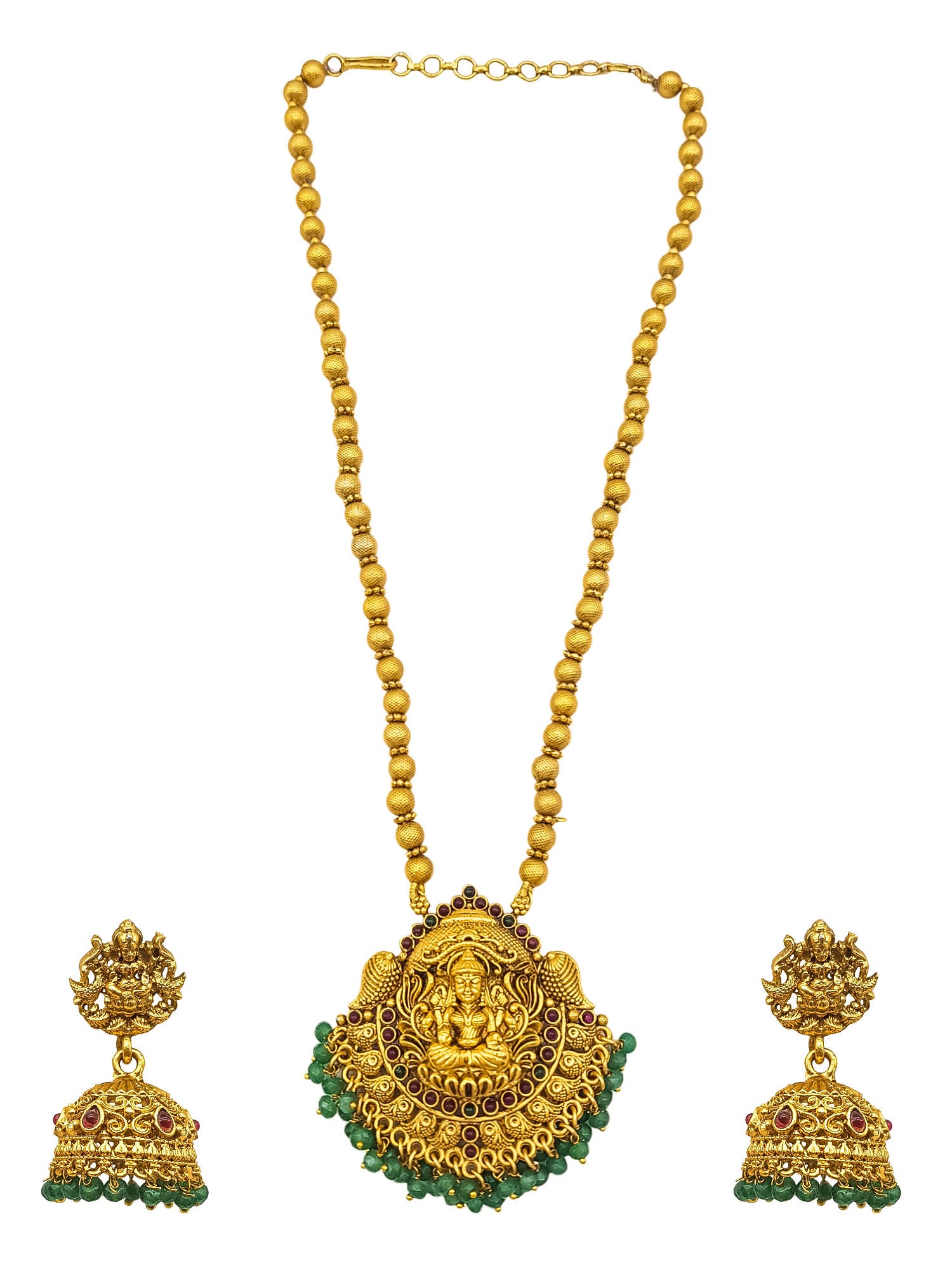 Premium Gold Plated Temple design Pendant Set