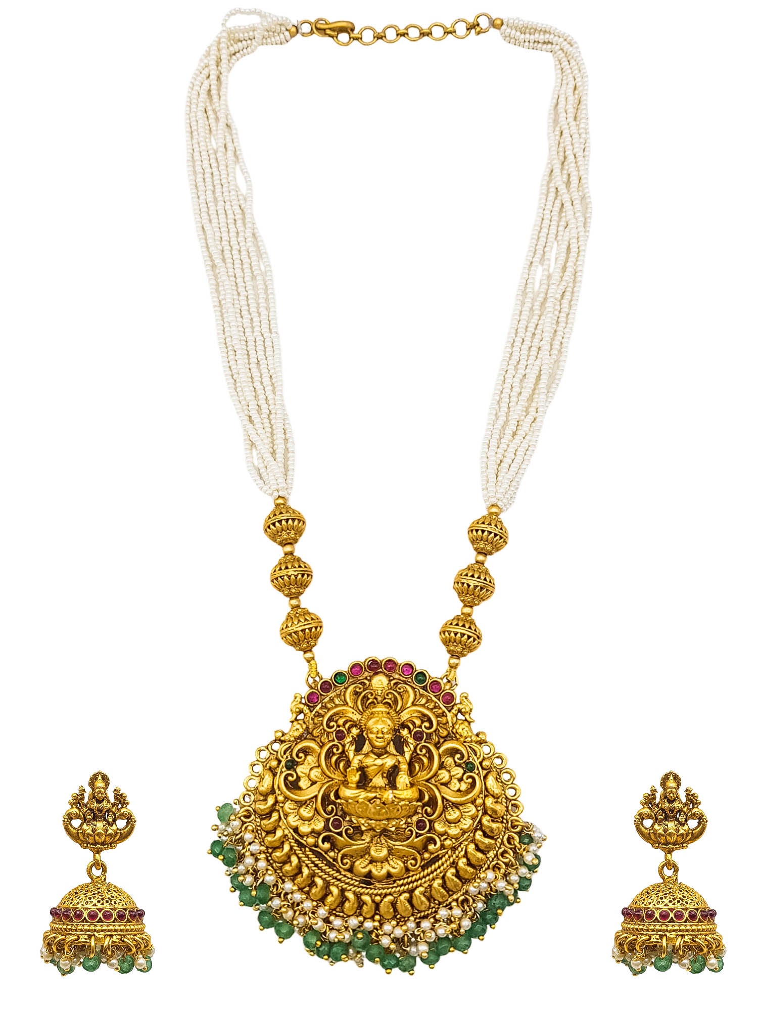 Gold Plated Necklace Set in Pearl natural