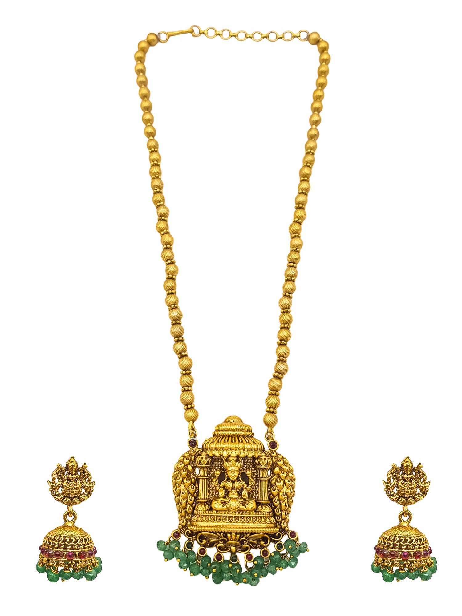 Premium Gold Plated Temple design Pendant Set