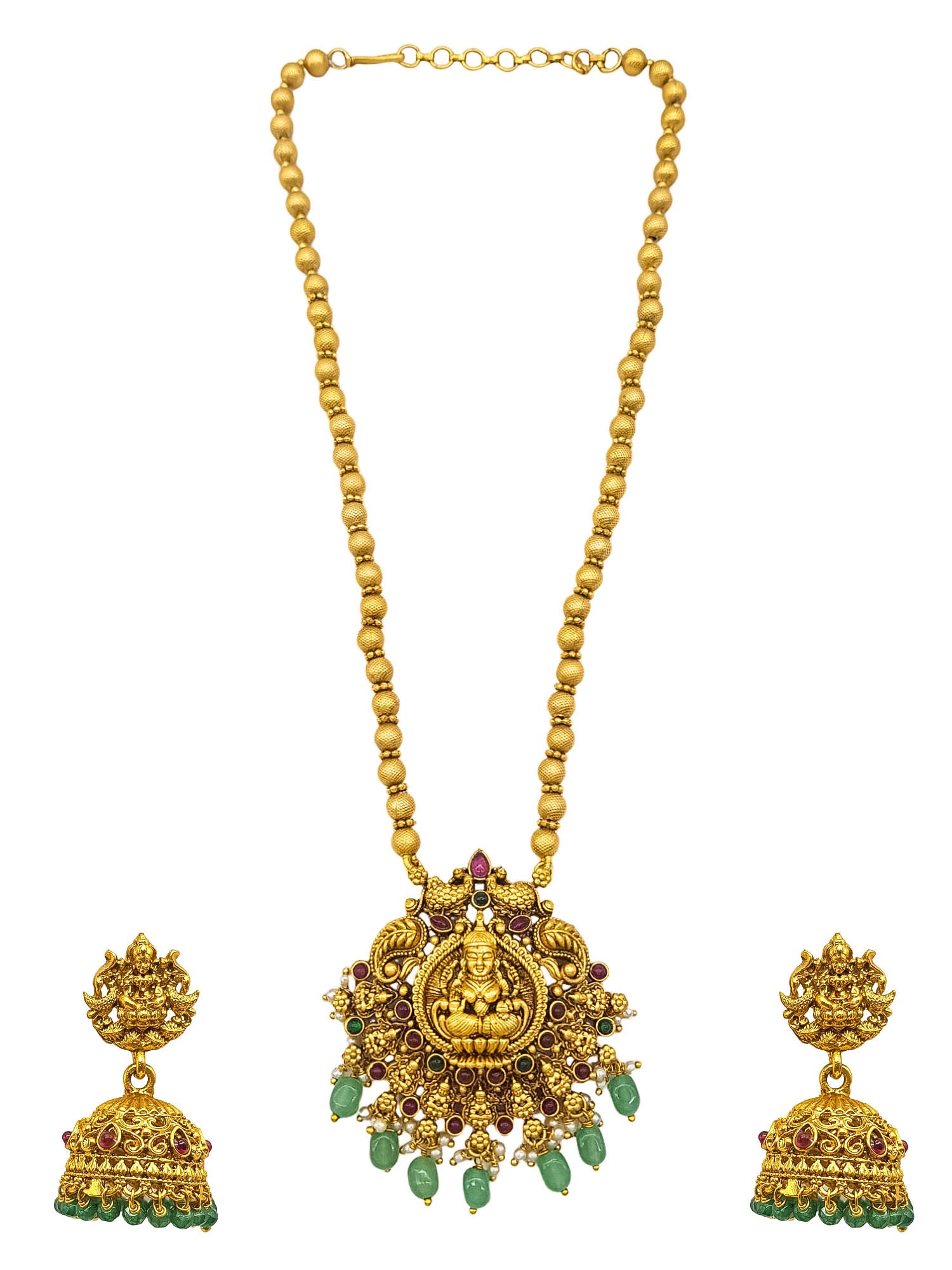 Premium Gold Plated Temple design Pendant Set