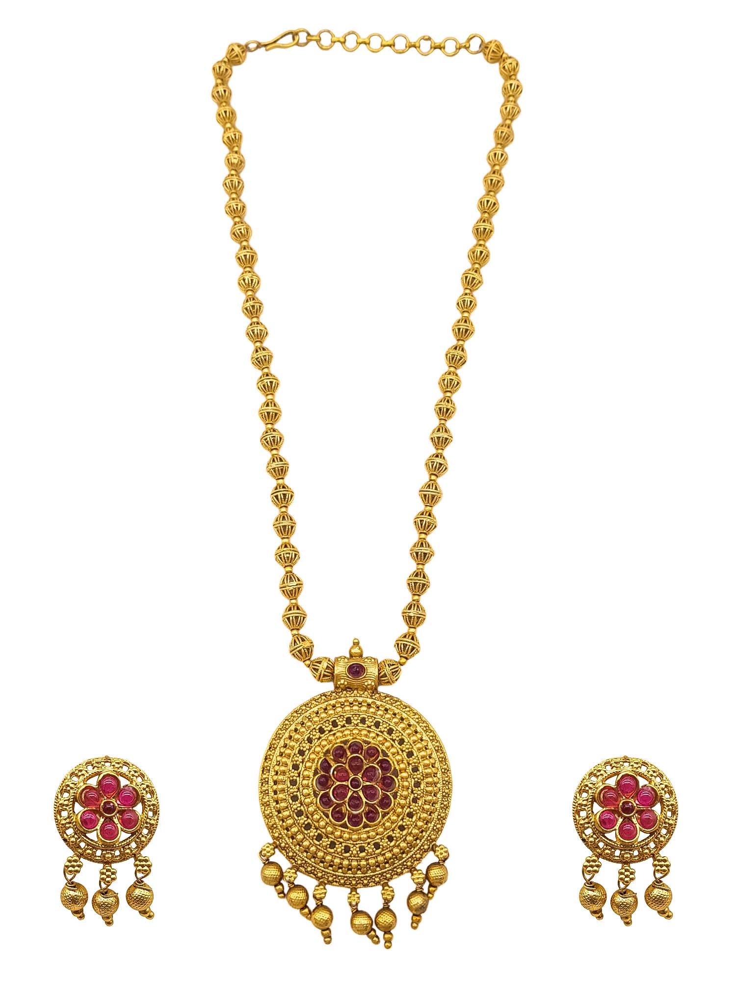 Premium Gold Plated Ball Design Pendant Set