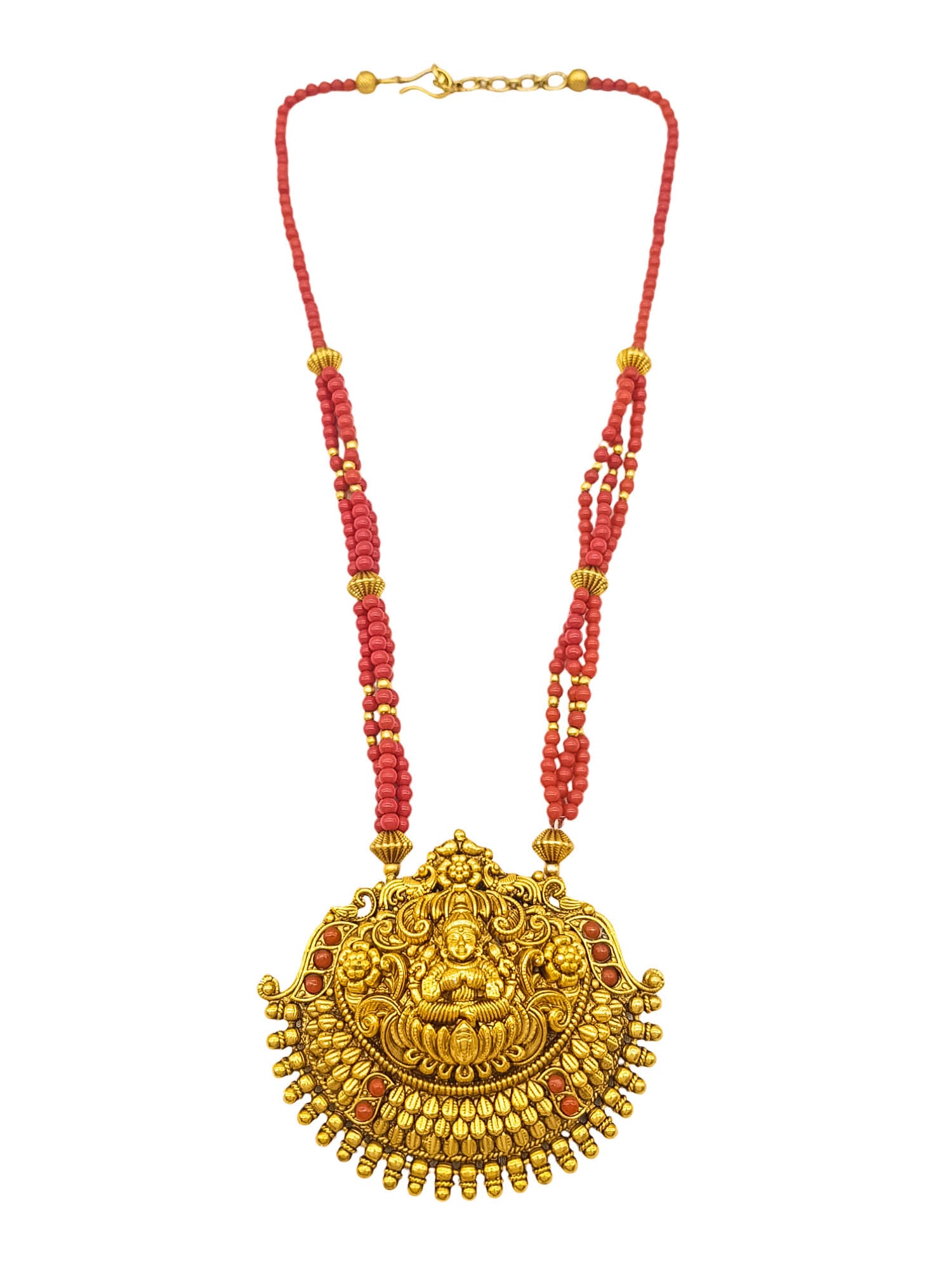 Gold Plated Necklace Set in coral