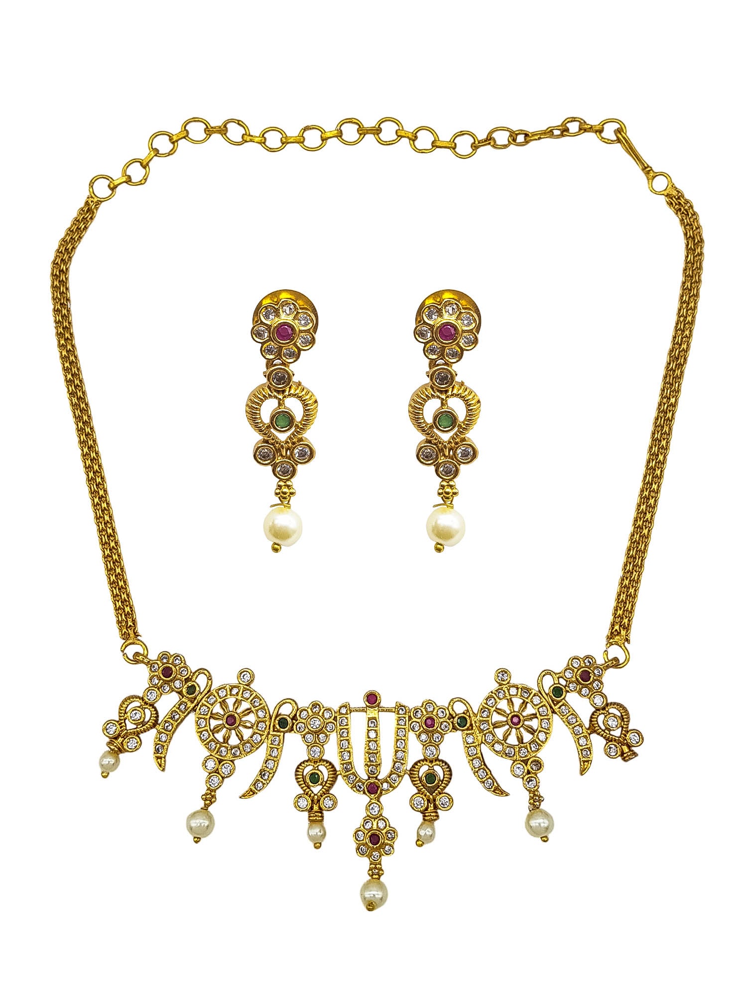 Gold Plated Temple Design short necklace