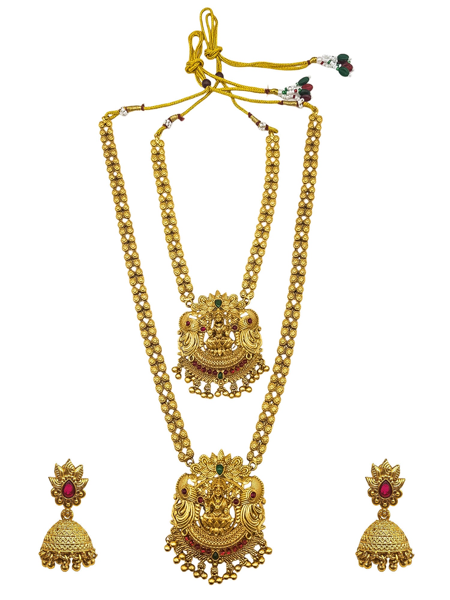 Antique Premium Gold finish Laxmi necklace Combo set