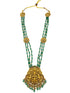 Premium Gold Plated Long Necklace Set in green crystal natural stones