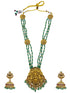 Premium Gold Plated Long Necklace Set in green crystal natural stones